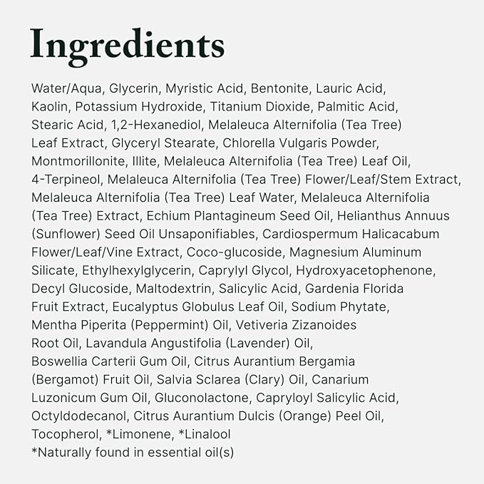 AROMATICA Super Tea Tree Clay Mask Cleanser, Blackhead Remover & Pore Minimizer for Face, Korean Face Wash with Tea Tree Oil, 2 In 1 Acne Skin Care Clay Mask & Cleanser, Oil control (5.0 fl oz)