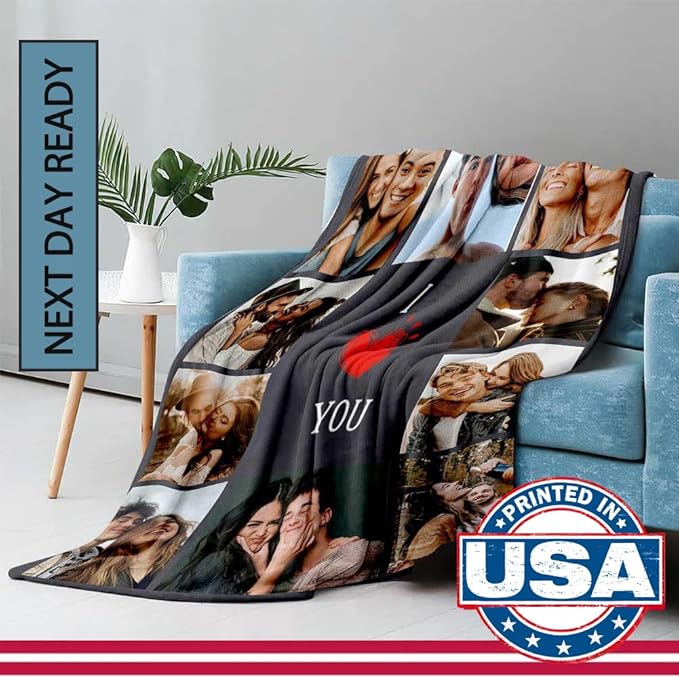Ships Next Day, Custom Blanket with Photo I Love You Girlfriend Boyfriend Gifts, Personalized Blankets Couples Gifts Christmas Blankets Women Gifts