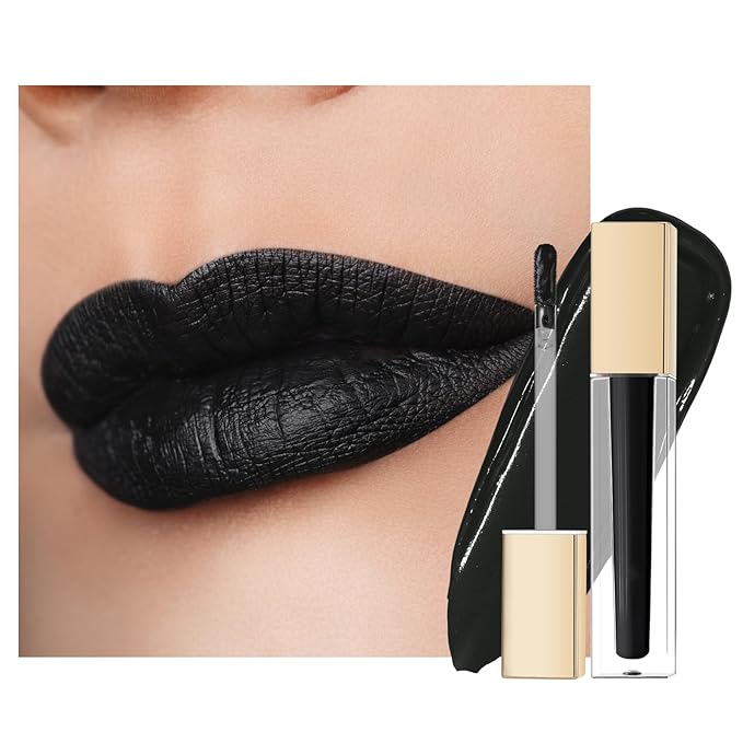 Oulac Black Lipstick for Women, Makeup Matte Liquid Lipsticks, Highly Pigmented Color Lip Stain with Creamy Formula, Long Lasting, Waterproof, Vitamin E, Vegan, Cruelty-Free, M23