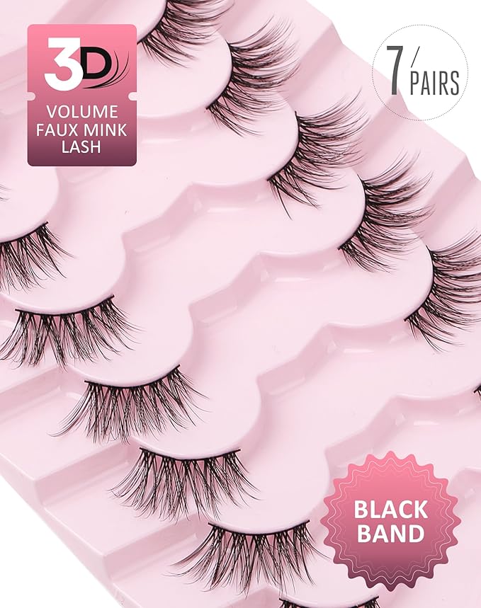 Onlyall Half Eyelashes Corner Lashes Natural Lashes Half Lashes Wispy End Lashes Corner Eyelashes 3/4 Lashes 7 Pairs C18