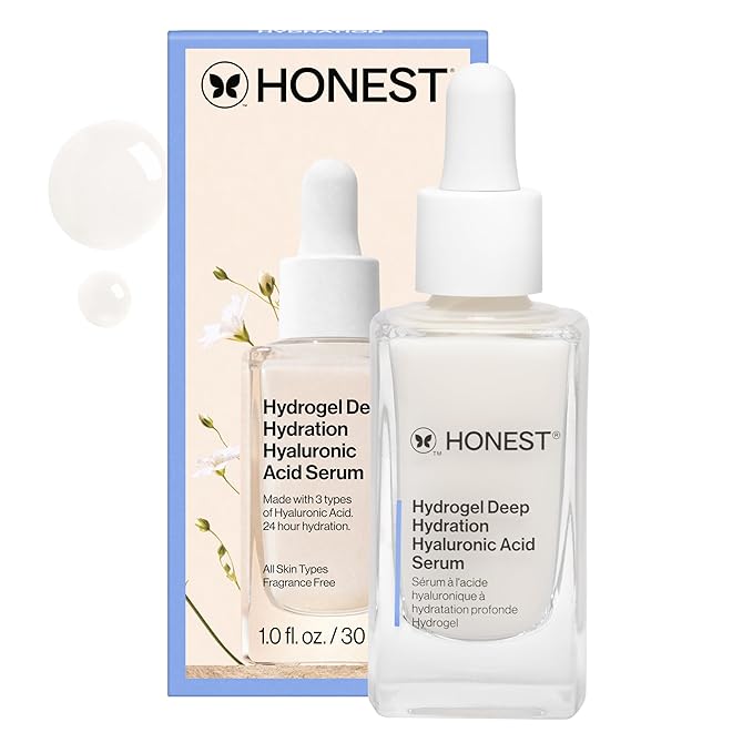 Honest Beauty Hydrogel Deep Hydration Hyaluronic Acid Serum | Moisturizes + Plumps | Hypoallergenic, Fragrance Free, Vegan, Gentle for Sensitive Skin | 1 fl oz