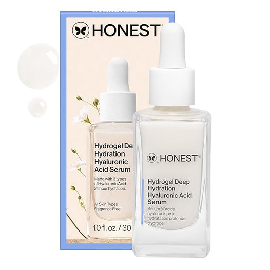 Honest Beauty Hydrogel Deep Hydration Hyaluronic Acid Serum | Moisturizes + Plumps | Hypoallergenic, Fragrance Free, Vegan, Gentle for Sensitive Skin | 1 fl oz