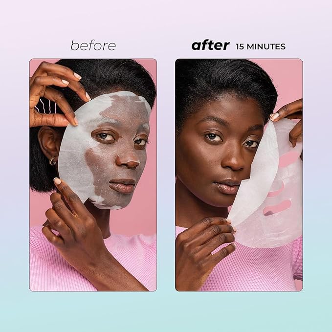 Vitamasques Korean Collagen Face Mask - Hydrating & Moisturizing Korean Sheet Mask with Lychee & Hyaluronic Acid – Vegan Facial Skincare for Firming, Plumping & Skin Care - 7 Pack