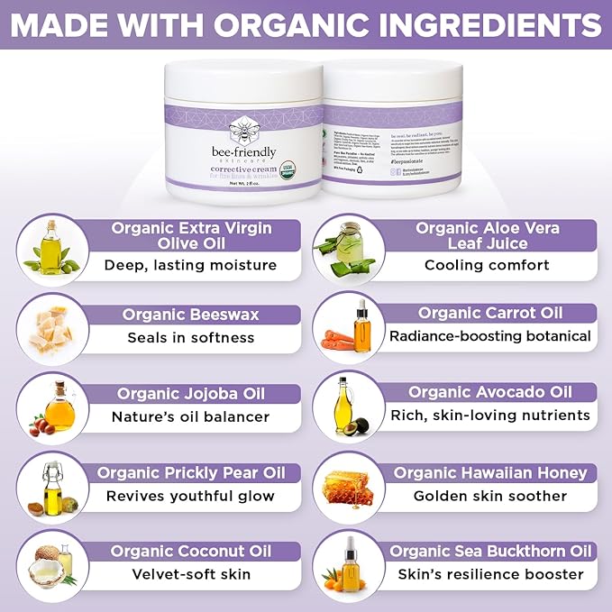 Organic Corrective Cream, USDA Certified Face Moisturizer Rich Anti Aging Facial Night Cream For Sensitive Skin Aids With Fine Lines, Wrinkles, Crows Feet, Eyes, Face, Neck 2 oz