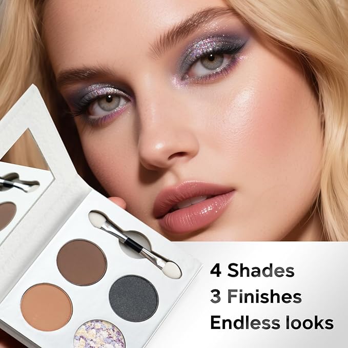 Color Nymph Eye Makeup Palette, Nudes Eyeshadow Pallet with Matte Shimmer & Glitter Chameleon Finishes, Travel-Friendly Compact with Mirror & Brush, High-Pigment & Long-Lasting (Smoky Neutral)