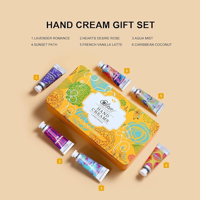 BODY & EARTH # LOVE Hand Cream Hand Lotion Gifts Set for Women, 6-Pack of Hand Cream Travel Size Hand Lotion for Nourishing Dry Hands, Birthday Christmas Gifts for Women