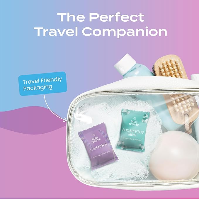 Body Restore Shower Steamers Aromatherapy 6 Pack - Birthday Gifts for Women, Men, Travel Essentials, Stress Relief, Relaxation, Self Care, Bath Bombs - Bloom