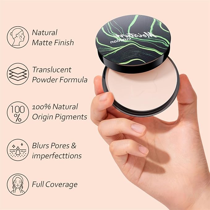 OETUIOW Mushroom Head Air Cushion CC Cream with Setting Powder Makeup Set, Controls Shine & Smooths Complexion, Blurs Fine Lines & Imperfections, Even Skin Tone for All Skin Types (Natural Color)