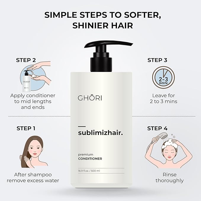 Sublimizhair Herbal Premium Conditioner for Silky Smooth Hair | Detangles, Strengthens Damaged Strands | Deep Hydration & Frizz Control, Nourishing Conditioner | Sulphate-Free, 500ml/16.9 fl oz