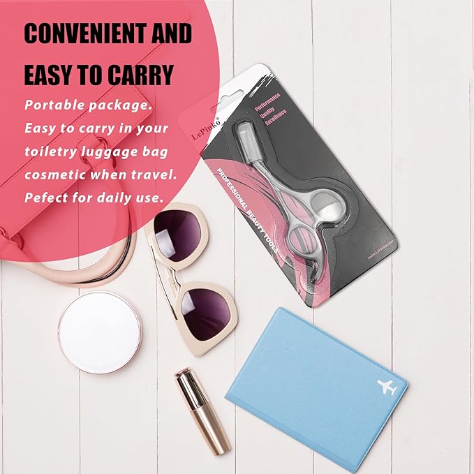 Eyebrow Trimming Scissors with Combs, Eyebrow Trimmers, Gifts for Men Women Stocking Stuffers, Stainless Steel Gray