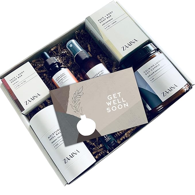 Get Well Soon Spa Gift Set for Women - Luxurious Bath Gift Set, Relaxing Spa Set, Pampering Body Care Set, Spa Gift Basket for Women, Beauty Self Care Kit Gift Box, Home Spa Care Package - by ZAAINA