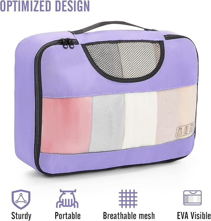 Veken 8 Set Packing Cubes for Travel Essentials, Suitcase Organizer Bags in 4 Sizes, Carry-On Luggage Accessories with Large Laundry & Hanging Toiletry Bag, Must-Have for Airplane, Road Trip & Camping