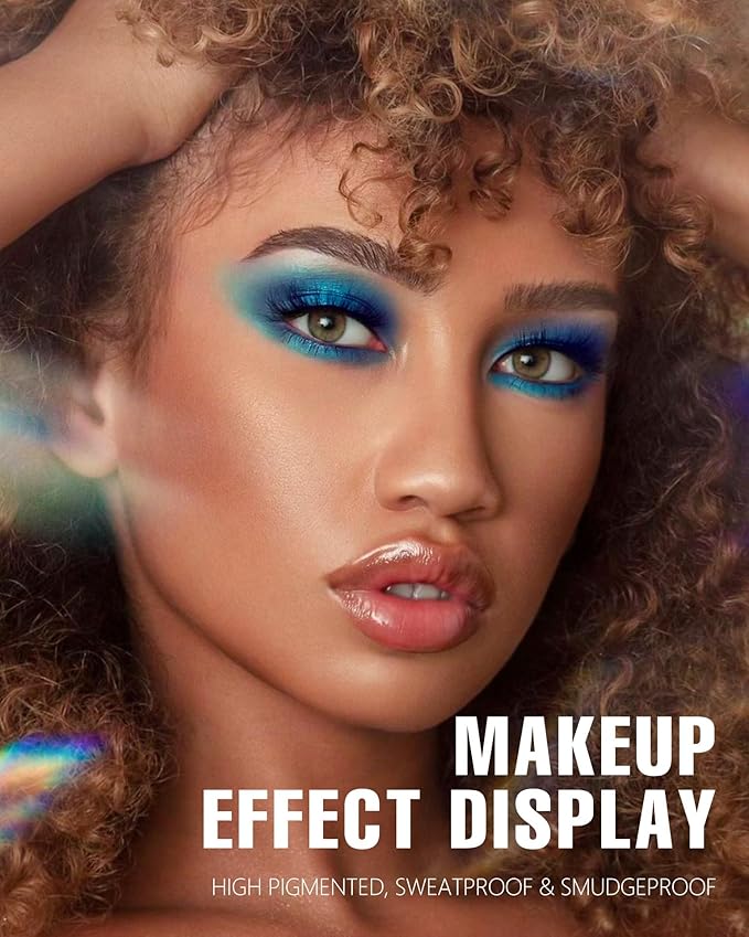 Blue Eyeshadow Palette for Women Blue Eye Shadow 9 Color Matte Shimmer Glitter Eye Makeup Palette Long Lasting Pigmented Eyes Makeup-9Blue