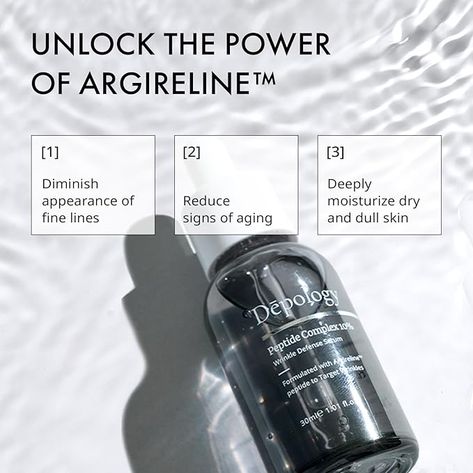 Depology Peptide Complex 10% Wrinkle Defense | Argireline™ Peptide Serum | Hydrating Face Serum Targets Dynamic Wrinkles | Vitamin C & Hyaluronic Acid Serum 1.01 fl oz