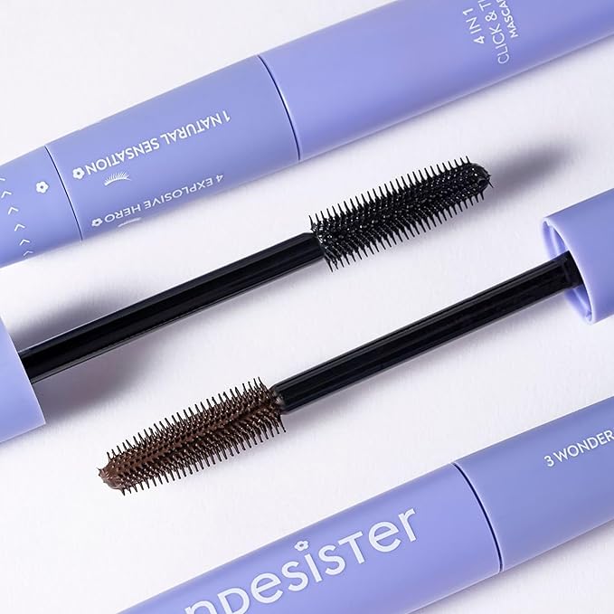 4-in-1 Click and Turn Mascara - Mascara Volume and Length - High Pigmentation, Waterproof, Easy Removal - Ultra Black - 0.4 oz