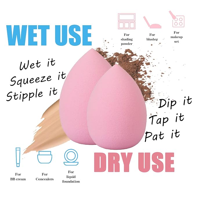 Makeup Sponge Blender Beauty Sponge Set 12pcs and Beauty Foundation Sponge Blender Holder 1PCS,Blending Sponges Cosmetic Puff Flawless for Cream, Liquid Foundation & Powder,Gift for Women