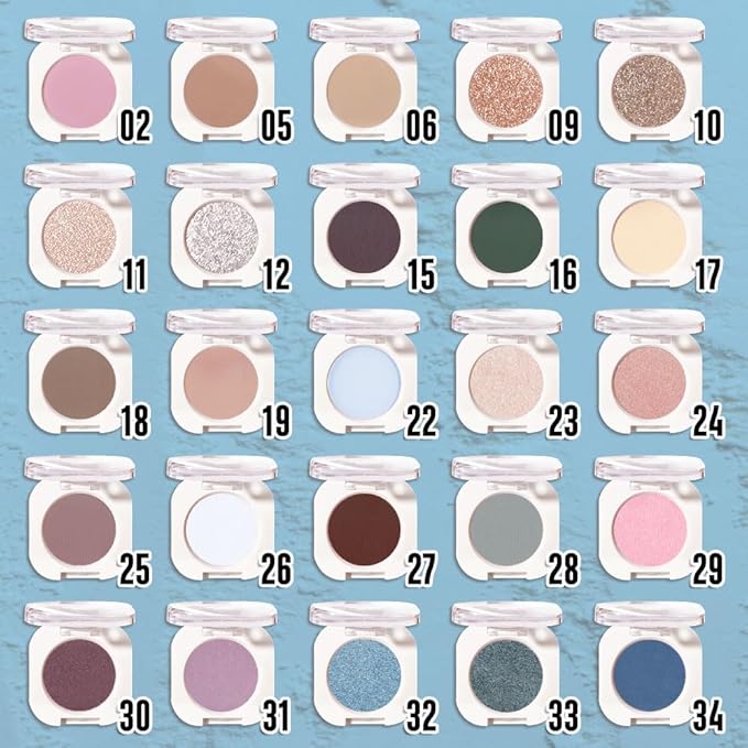 Sky Blue Metallic Eyeshadow Palette for Women, Single Monochrome Eye Shadow Makeup, Shiny Pressed Powder, Blendable Natural sombras para ojos, Holographic,Vegan,Travel -32