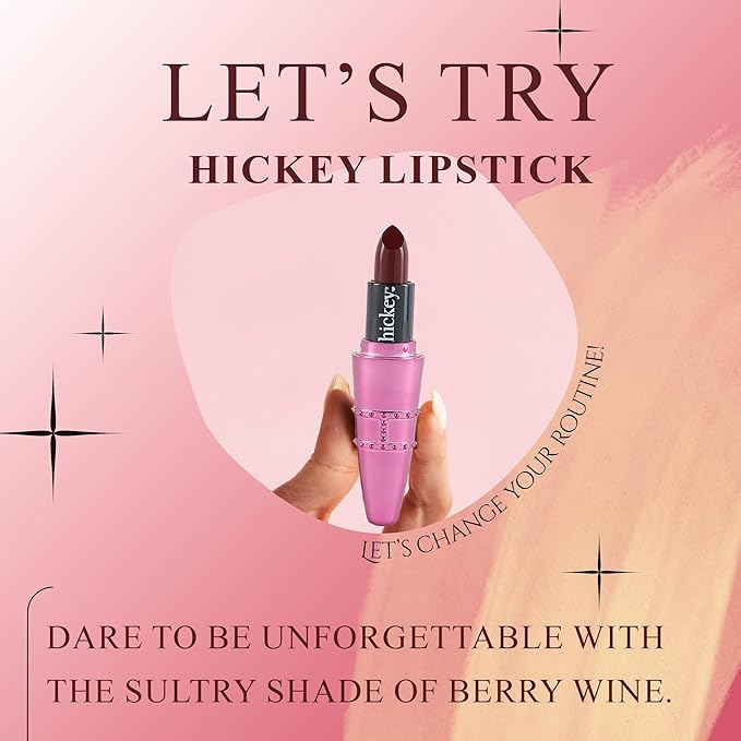 Hickey Lipstick Big Trouble Berry Wine Lipstick Refillable - Hydrating & Moisturizing Shade, Lip Color for Women, Berry Lipstick Long Lasting, Gluten-Free & Vegan with Highly Pigmented