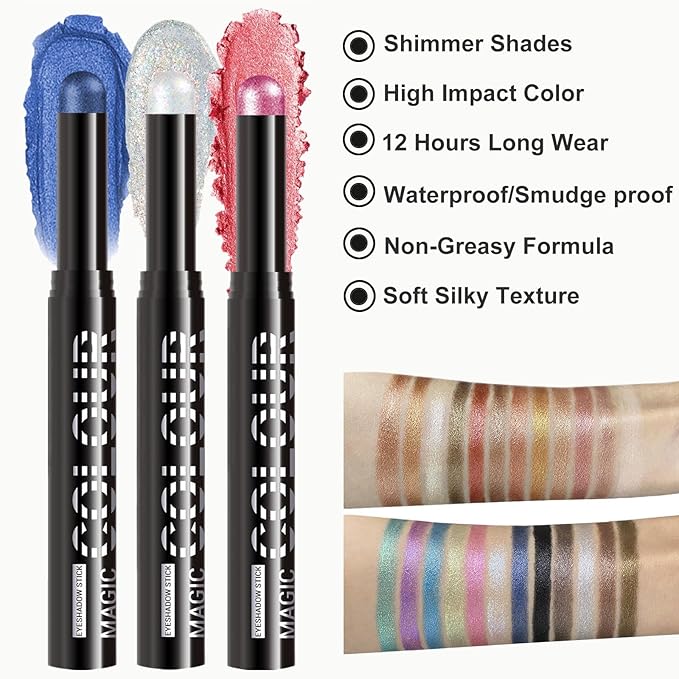Nude Taupe Eyeshadow Stick, Shimmer Cream Eyeshadow Stick Pencil, High Pigment Waterproof Long Lasting Eye Shadow Pen, Women Multi-Dimensional Eye Highlighter Stick (07#)