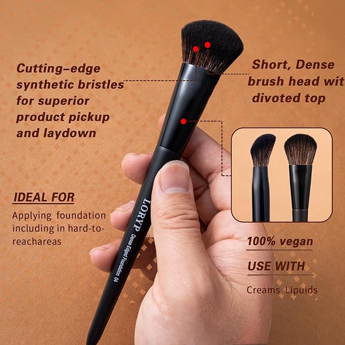 LORYP Black Makeup Brushes Set 21Pcs Powder Blush Foundation Concealer Highlighter Brush Vegan Pro Face and Eye Brush Kit