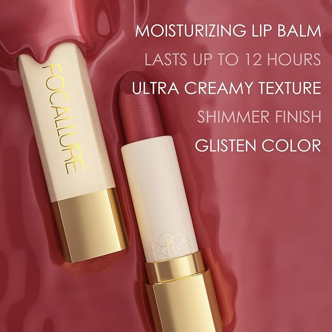 FOCALLURE Moisturizing Shiny Lipstick,Pearl Shimmery Finish,Hydrating Tinted Lip Balm with Creamy Texture,Long Lasting High Pigmented Lip Stain,Killer Queen