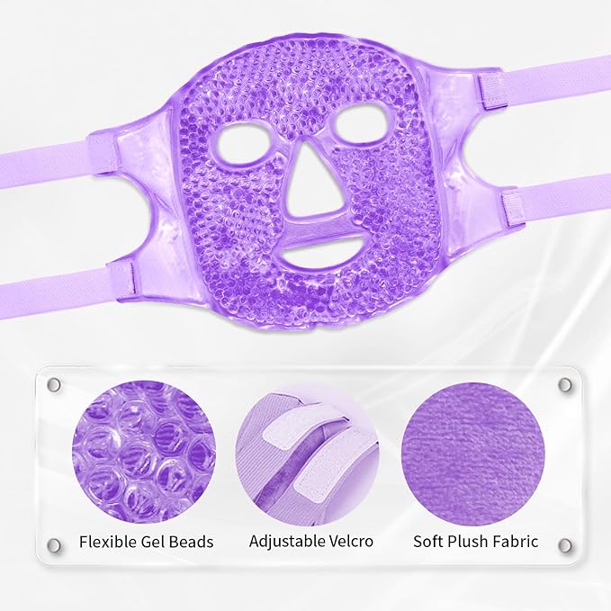 Cold Face Eye Masks Ice Face Mask Hot Cold Compress For Dark Circles, Puffiness, Migraines, Headache, Stress, Redness, Cooling Face Masks For Women Man, Skin Care