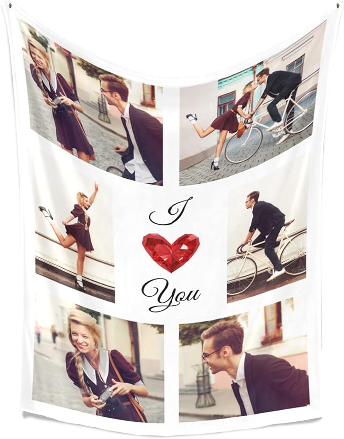 I Love You Gifts for Couples, Custom Blanket with Photos, Personalized Blankets with Pictures, Photo Blankets Using My Own Photos, Personalised Gifts for Girlfriends, Boyfriends