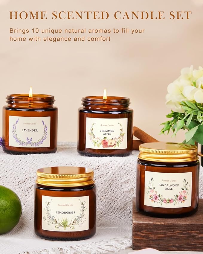 Christmas Candle Gift Set for Women, 10 Pack Long Lasting Scented Soy Candles, Aromatherapy Candles for Home Relaxation, Perfect Holiday & Christmas Gifts