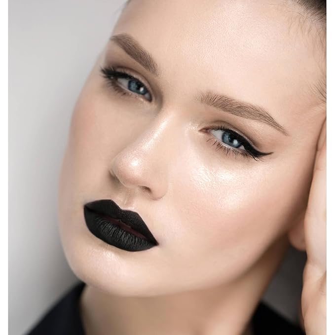 Metallic Black Liquid Lipstick - Long Lasting, Smudge Proof, Transfer Resistant Lip Color, Waterproof, Non-Transfer Formula (Mystical Moment)