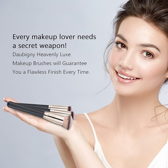 Makeup Brushes Daubigny Foundation Makeup Brushes for Liquid Makeup Pro Kabuki Foundation Brushes Set Premium Synthetic Bristles for Blending Liquid Cream Flawless Powder Buffing Stippling Concealer
