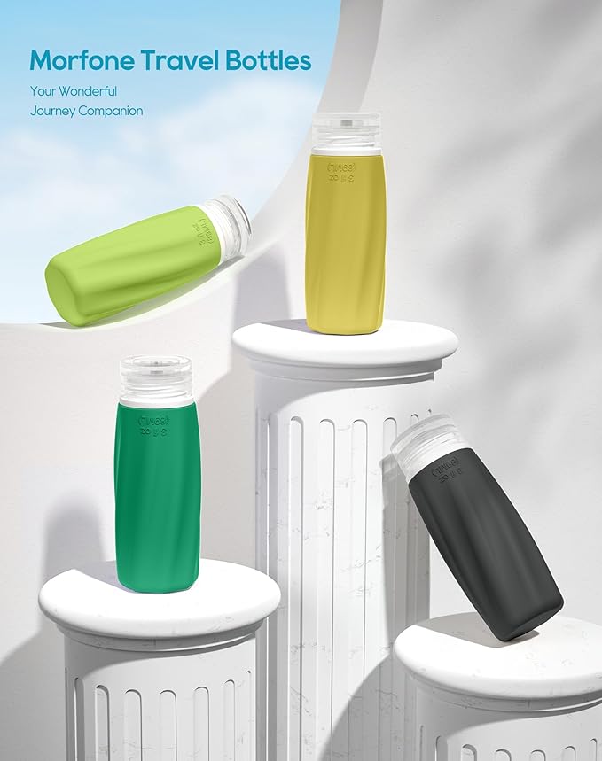 Morfone Travel Bottles Set for Toiletries, Tsa Approved Travel Size Containers Leak Proof Refillable Liquid Silicone Squeezable Travel Accessories for Shampoo Conditioner Lotion (Green)