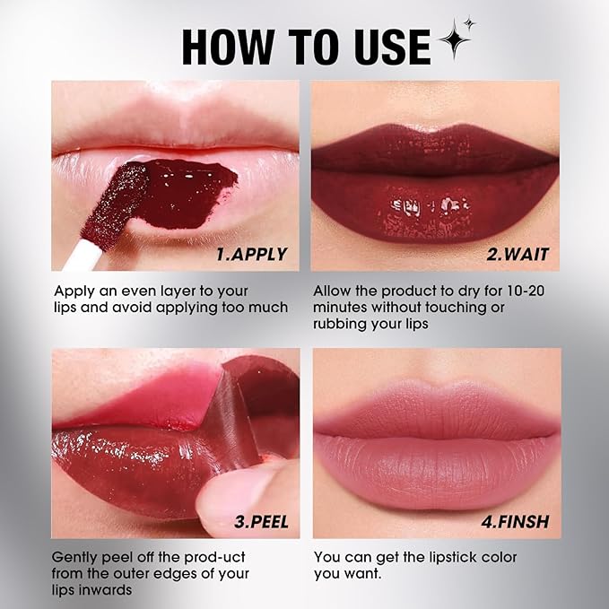 LANGMANNI 3 Colors Long-Lasting Peel Off Lip Liner Set, Waterproof & Smudge-Proof Matte Lip Liners Gift Makeup For Girls (#1+2+3)