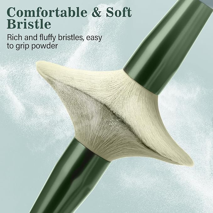 Professional Makeup Brush Set, LUXBRU 20PCs Makeup Brushes with Foundation Eyebrow Blending Concealer Blush Eyeshadow Contour Powder Brush, Make Up Brushes Kit with Travel Case & 2 Powder Puff-Green