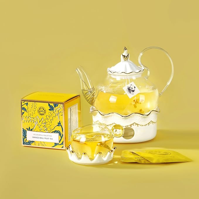 Mango Ball Fruit Tea Gift Set – Fruity Herbal Blend with Natural Ingredients | 20 Tea Bags + 100g Rock Sugar | Caffeine-Free Daily Wellness Tea | Refreshing Tropical Flavor | Holiday Gift Box for Women & Friends