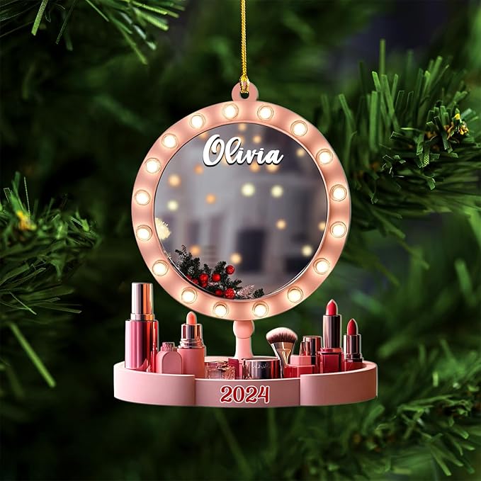 Personalized Makeup Tools Christmas Ornament 2024, Makeup Box Christmas Ornament Gift for Makeup Artist, Christmas Tree Decor for Makeup Shop, Gift for New Makeup Coworkers (MKH14)
