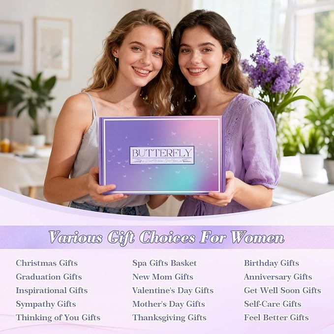 Birthday Gifts for Women Self Care Gifts Get Well Soon Gifts, Lavender Relaxing Spa Gift Basket Care Package, Gifts Box Thank You Gift Christmas Gifts for Mom Wife Girlfriend Coworker Friends Sisters