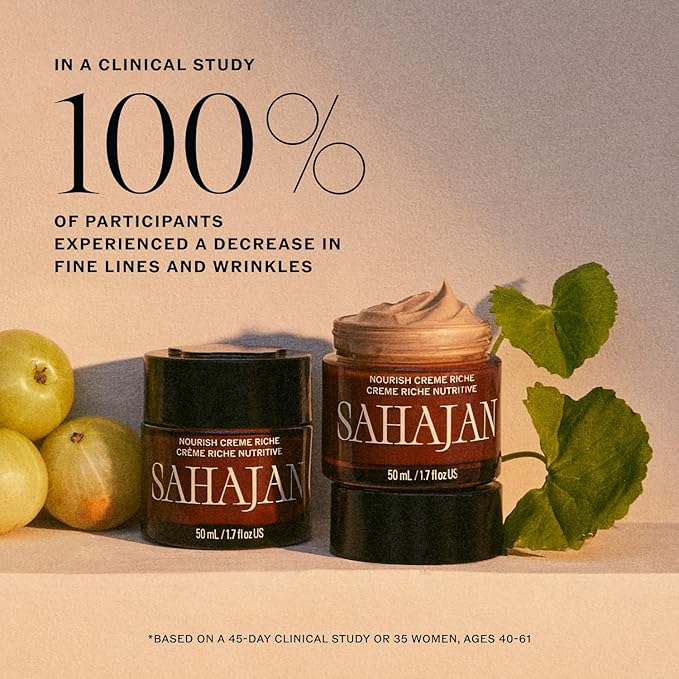 Sahajan Nourish Crème Riche with Vitamin C + Centella | Clinically-Proven Clean Ayurvedic Anti-Aging Rich Facial Moisturizer | Fine Lines & Wrinkles, Firming, Anti-Aging | 1.7 fl oz