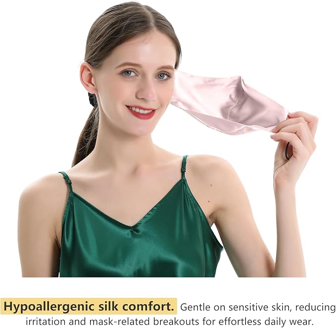 ZIMASILK 100% 22 Momme Mulberry Silk Face Mask for Men & Women, Reusable and Breathable Mouth Cover with Elastic strap