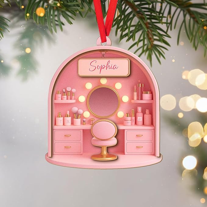 Personalized Makeup Tools Christmas Ornament 2025, Makeup Box Christmas Ornament Gift for Makeup Artist, Christmas Tree Decor for Makeup Shop, Gift for New Makeup Coworkers (Makeup 7)
