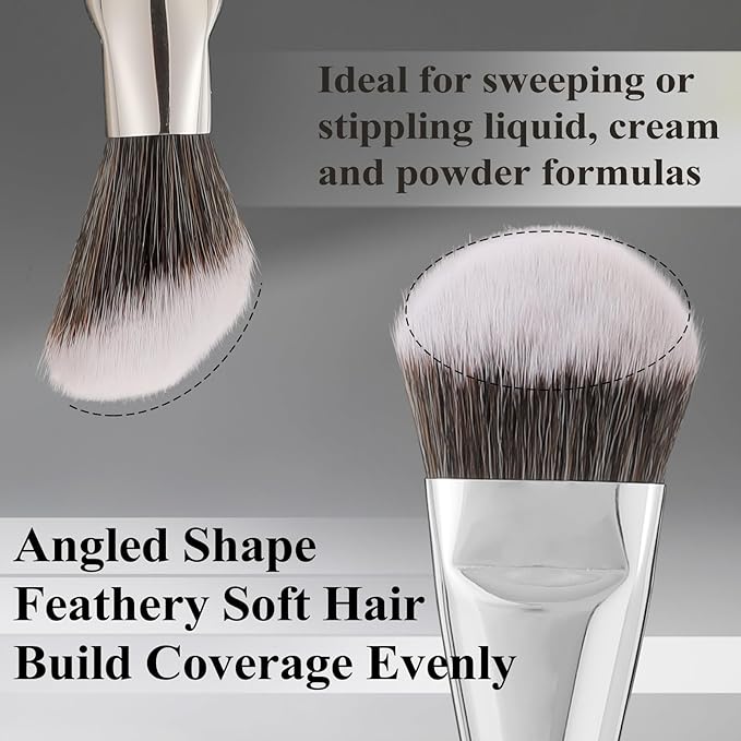 Blush Brush, Angled Contoured for Flawless Face Foundation Liquid Cream Cheek Makeup Multitask 202