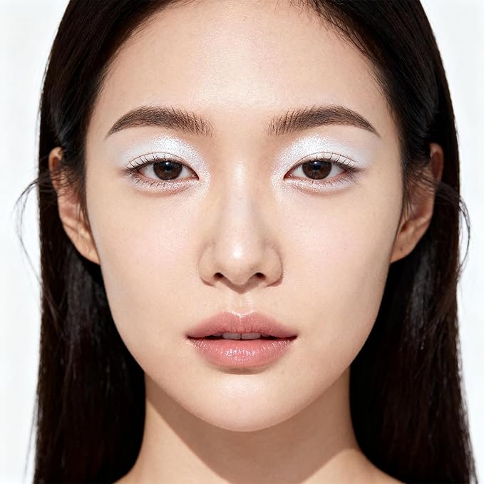 White Shimmer Eyeshadow, White Cream Glitter Eyeshadow Stick Pencil, Waterproof Long Lasting High Pigment Eye Shadow Crayon Pen, Women Multi-Dimensional Eye Highlighter Stick (19#)