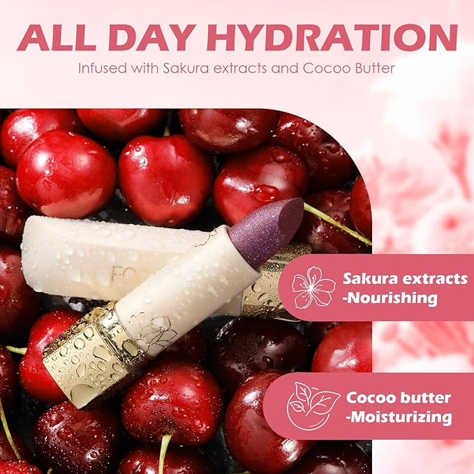 FOCALLURE Moisturizing Shiny Lipstick,Pearl Shimmery Finish,Hydrating Tinted Lip Balm with Creamy Texture,Long Lasting High Pigmented Lip Stain,Bitter Sweet