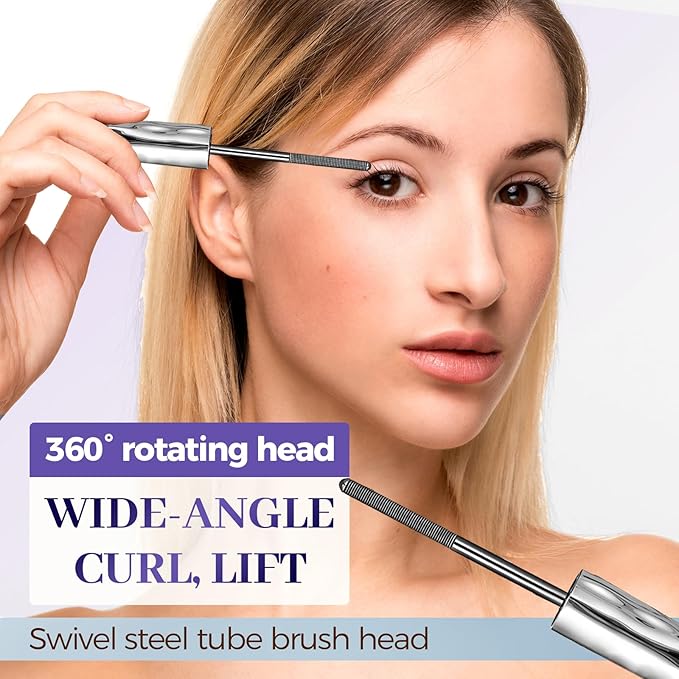 Waterproof Quick Drying Curling Mascara, Upgrade 3D Curling Metal Wands Mascaras Black, Iron Wand Mascaras Metal Mascara Wand No Flaking, No Clumping (A-3Pcs)