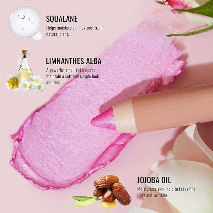 Oulac Eyeshadow Stick Set Smooth & Long Lasting, Twist-up Design Shimmering Glitter Finish, Blendable Eyes Makeup, Vegan & Cruelty-Free 3.8g X 4PCS