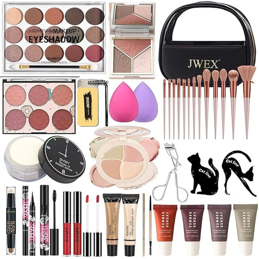 37 Pcs All in One Makeup Kit for Women Full Kit, Makeup Gift Set for Beginners Teenager, Multipurpose Makeup Set Includes Eyeshadow Palette Contour Stick Cosmetic Brush (A204)