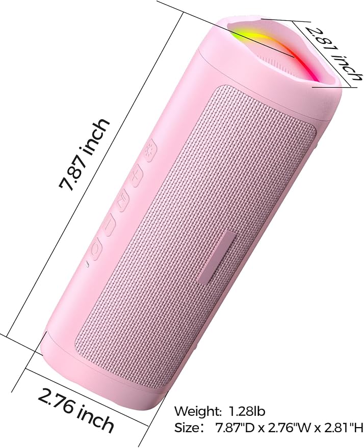 Bluetooth Speaker Stocking Stuffers for Men Women Teens Boys Girls: Portable Wireless, IPX5 Waterproof, White Elephant Gifts for Adults, Up to 20H Playtime, TWS Pair, for Home/Party/Outdoor (Pink)