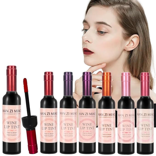 Wine Lip Tint Set of 6 Colors Moisturizing Liquid Lipstick & Velvet Lip Gloss Long-Lasting Waterproof Lips Stain with Non-Drying Formula For Soft Natural Lips Daily & Party Makeup Kit