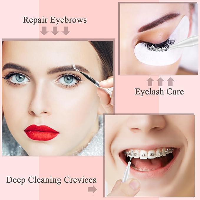 Brow Lamination Brush Supplies - 120Pcs Micro Eyebrow Brush And Comb Spoolies for Eyelash Extensions (Black, White)