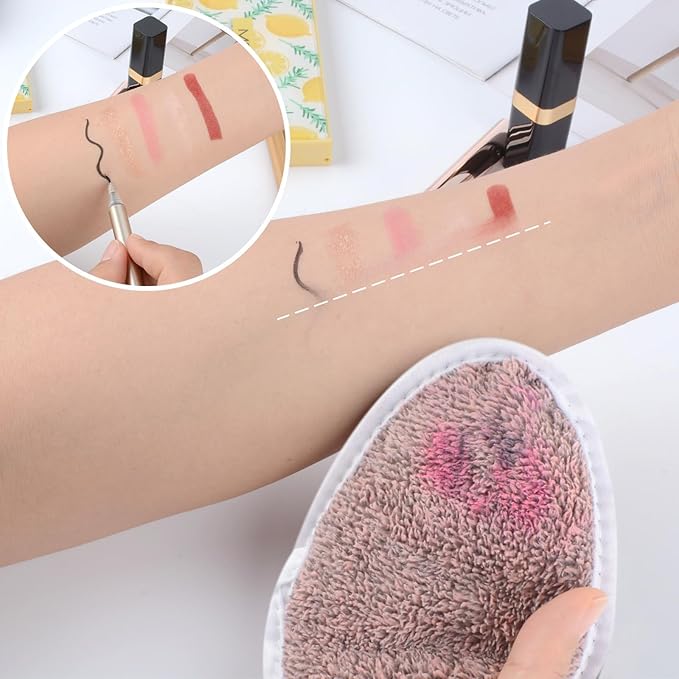 SINLAND Reusable Makeup Remover Pads For Face,Eye,Lips Microfiber Gentle Facial Cleansing Cloths for All Skin Types Friendly for Makeup Remover With Laundry Bag 5.1inchx3.93inch Pack of 12