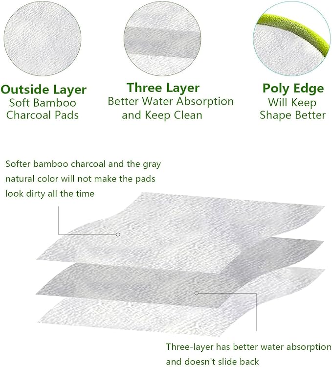 20 Pack Reusable Makeup Remover Face Pads with Laundry Bag Washable Soft and Comfortable Cleaning Face Skin,Washable Bamboo Cotton Rounds Multicolour